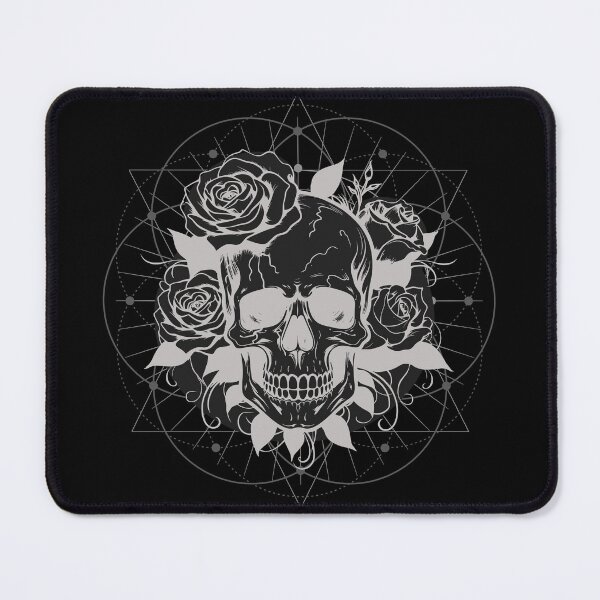 Item preview, Monochrome sacred geometry floral skull designed and sold by MonochromeEcho.