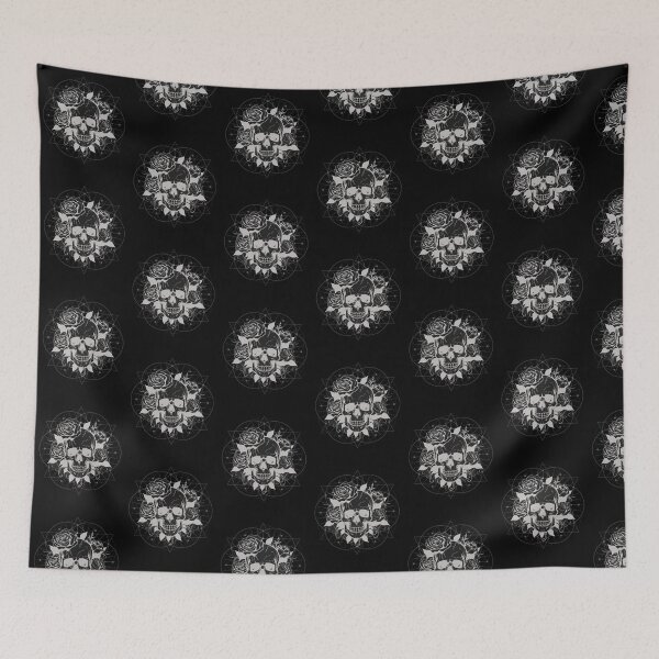 Item preview, Monochrome sacred geometry floral skull designed and sold by MonochromeEcho.