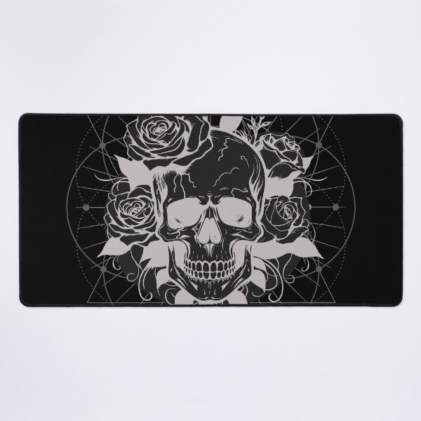 Item preview, Monochrome sacred geometry floral skull designed and sold by MonochromeEcho.