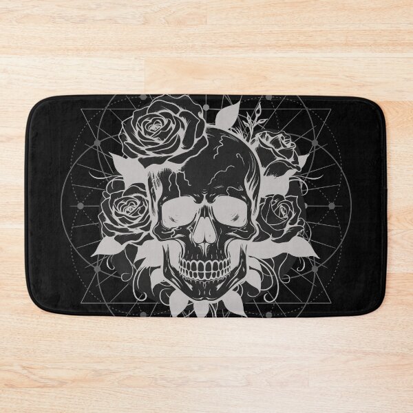 Item preview, Monochrome sacred geometry floral skull designed and sold by MonochromeEcho.