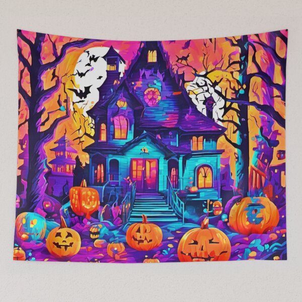 Item preview, Spooky Pumpkin House Art designed and sold by Health And Fitness Posts e-Store.