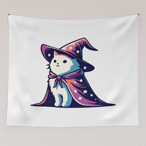 Item preview,  Funny White Cosmic Cat Wizard designed and sold by TomFrontierArt.
