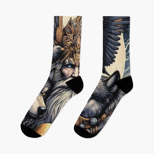 Item preview, Odin with Huginn & Muninn, and Geri & Freki designed and sold by Jonrir-Seidr.