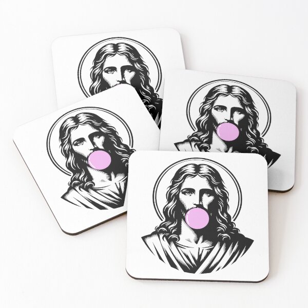 Item preview, Funny Jesus blowing pink bubblegum bubble, humorous religious Christ design designed and sold by LuxindaSwirl.