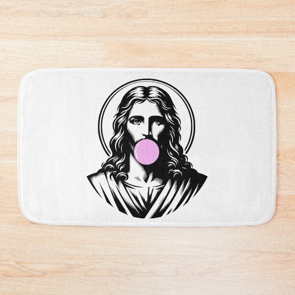 Item preview, Funny Jesus blowing pink bubblegum bubble, humorous religious Christ design designed and sold by LuxindaSwirl.