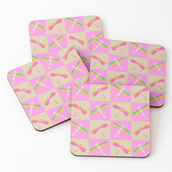 Item preview, Pink and Green Dragonfly Checkerboard designed and sold by Dana Roper.