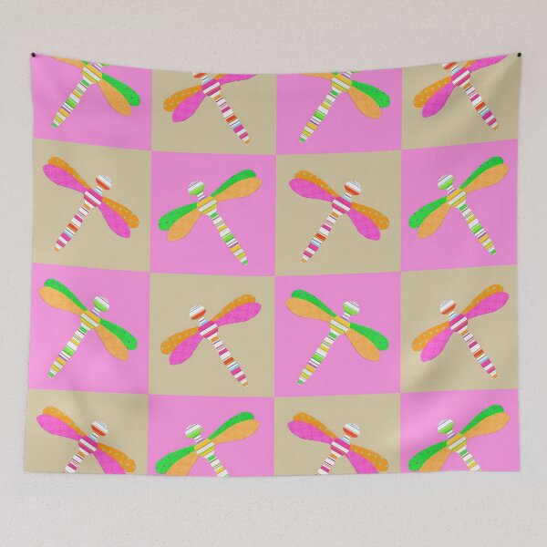 Item preview, Pink and Green Dragonfly Checkerboard designed and sold by Dana Roper.