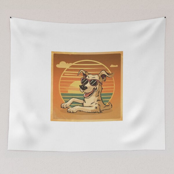 Item preview, Cool sunset dog wearing sunglasess, illustration designed and sold by youme63.