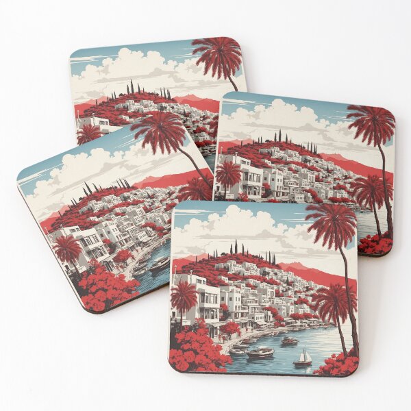 Item preview, Bodrum Turkey Sunset Vintage Travel Poster designed and sold by TravelersGems.
