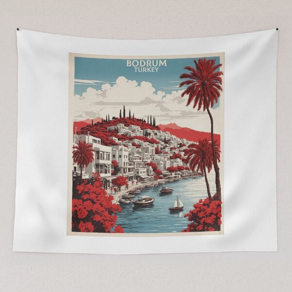 Item preview, Bodrum Turkey Sunset Vintage Travel Poster designed and sold by TravelersGems.