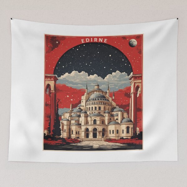 Item preview, Edirne Turkey Starry Night Sunset Vintage Travel Poster designed and sold by TravelersGems.