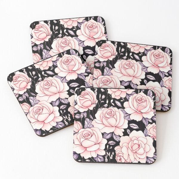 Item preview, Pink roses on black designed and sold by Flowersonstuff.