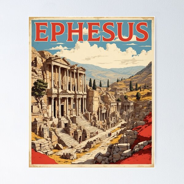 Item preview, Ephesus Turkey Vintage Travel Poster designed and sold by TravelersGems.