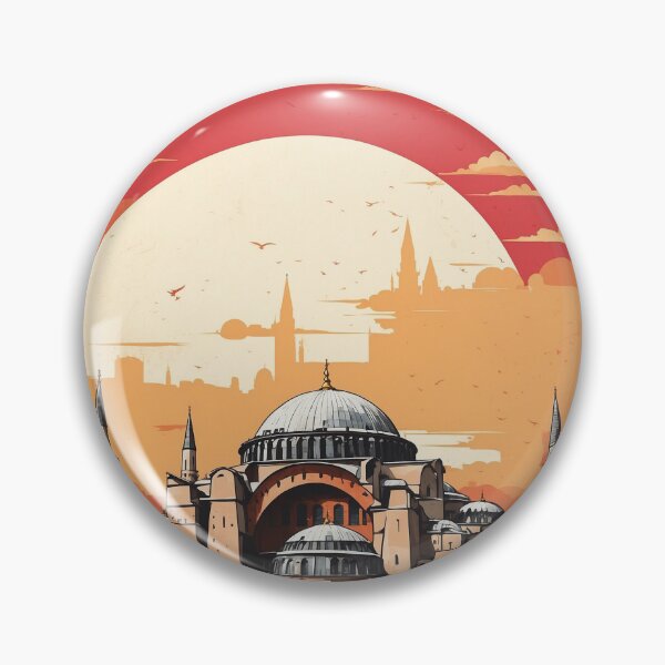 Item preview, Hagia Sophia Grand Mosque Sunset Turkey Vintage Travel Poster designed and sold by TravelersGems.