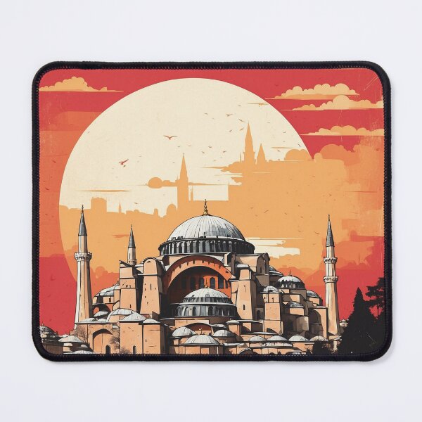 Item preview, Hagia Sophia Grand Mosque Sunset Turkey Vintage Travel Poster designed and sold by TravelersGems.