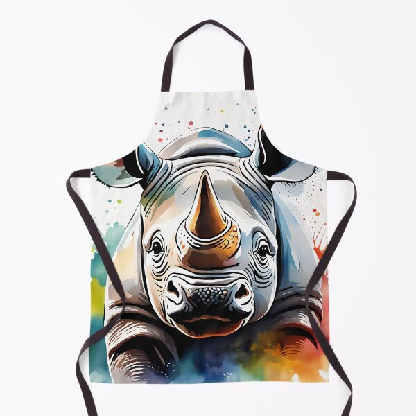 Item preview, Rhino with colourful watercolour background designed and sold by Conservation Art Emporium.