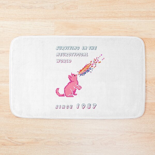 Item preview, Surviving in the Neurotypical World since 1987, pixel art cat designed and sold by MeowcuryRising.