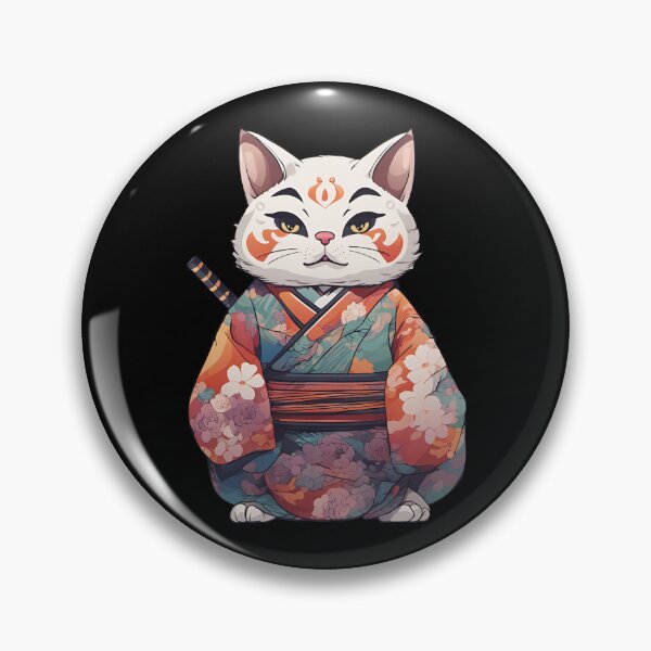 Item preview, Colorful Samurai white cat designed and sold by GraphicHabitatt.