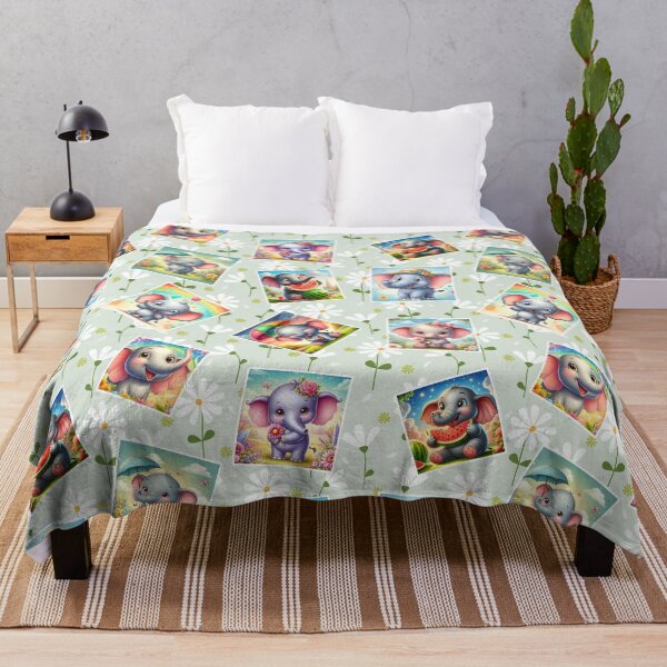 Item preview, Funny Elephant Happy Flower Seamless Pattern E01 designed and sold by BeebooDesign.