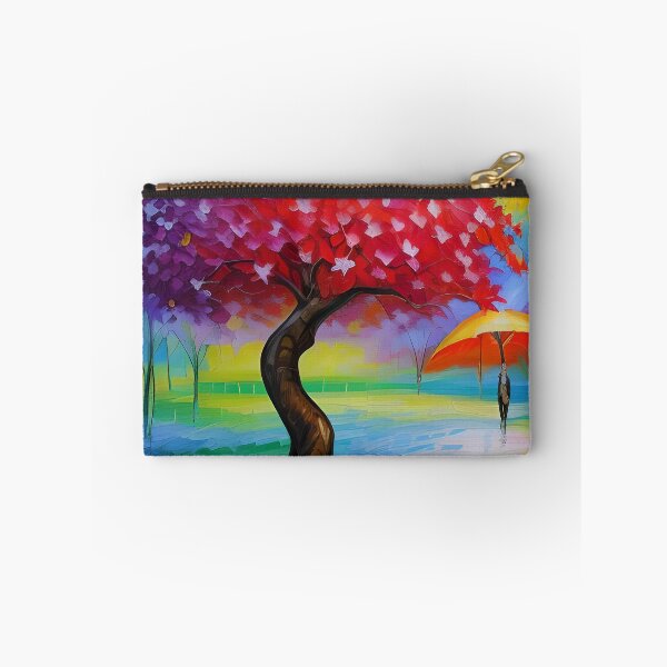 Item preview, Umbrella tree with pink lees, rainbow colours and figure with umbrella  designed and sold by Conservation Art Emporium.