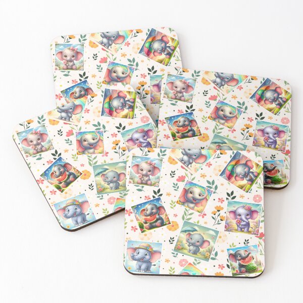 Item preview, Funny Elephant Happy Flower Seamless Pattern E02 designed and sold by BeebooDesign.