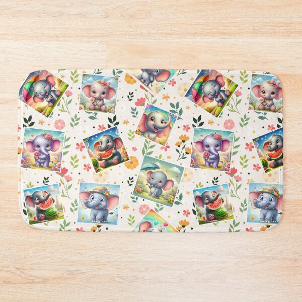 Item preview, Funny Elephant Happy Flower Seamless Pattern E02 designed and sold by BeebooDesign.