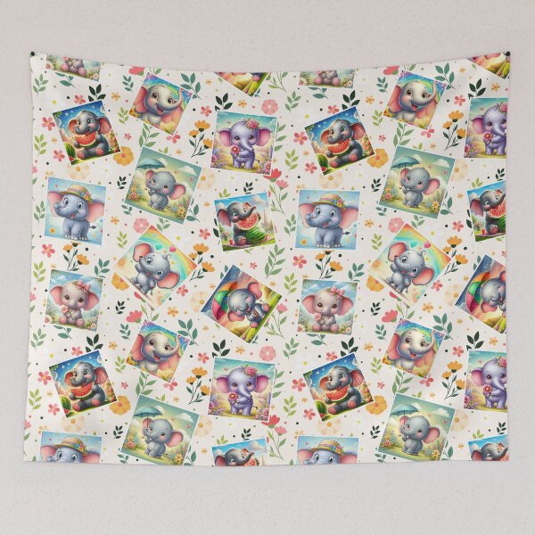 Item preview, Funny Elephant Happy Flower Seamless Pattern E02 designed and sold by BeebooDesign.