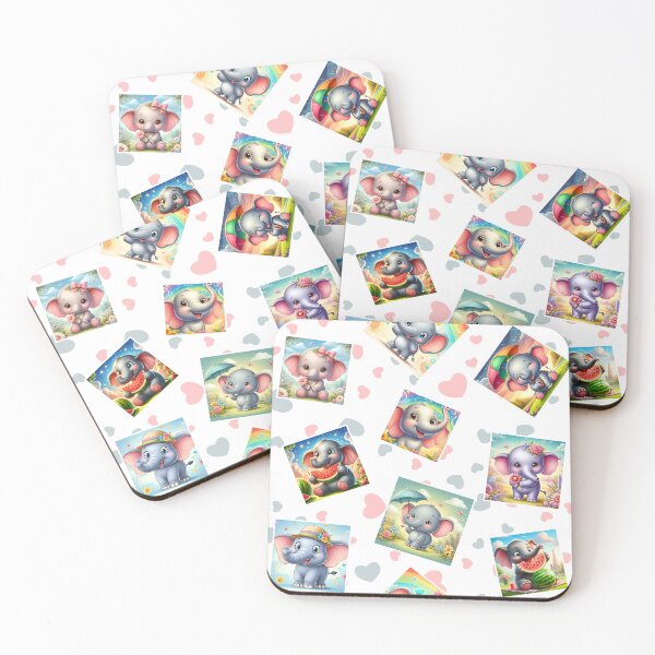 Item preview, Funny Elephant Happy Heart Seamless Pattern E03 designed and sold by BeebooDesign.