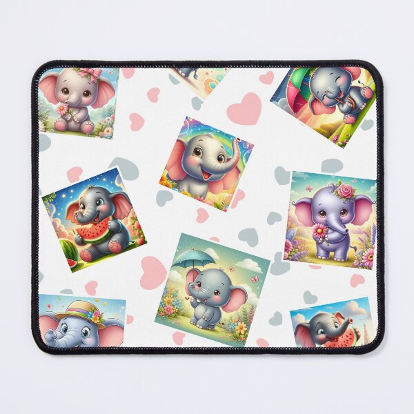 Item preview, Funny Elephant Happy Heart Seamless Pattern E03 designed and sold by BeebooDesign.