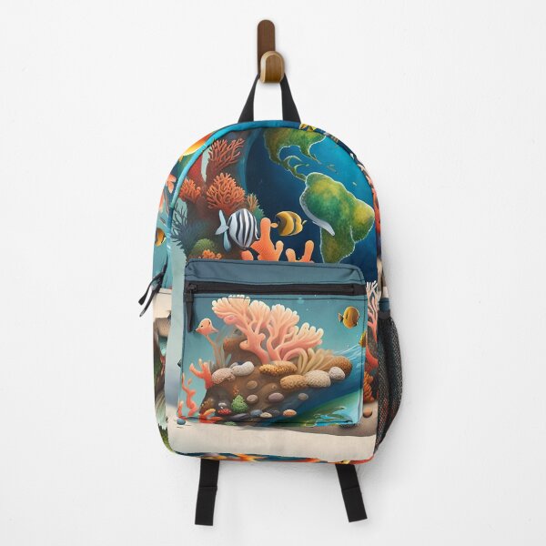 Item preview, The world surrounded by corals and fish designed and sold by Conservation Art Emporium.