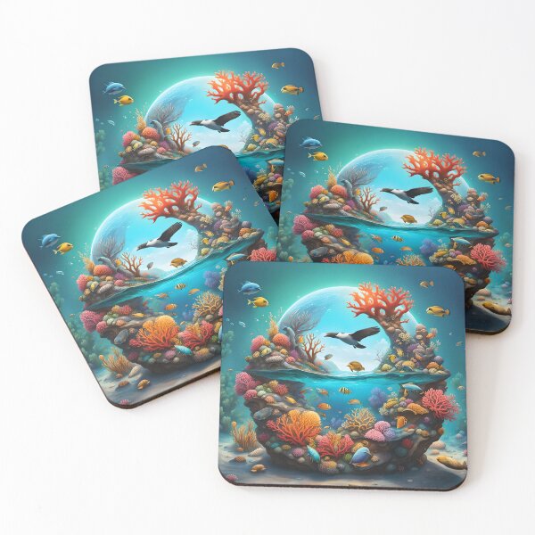 Item preview, Underwater globe with corals and fish and a bird designed and sold by Conservation Art Emporium.