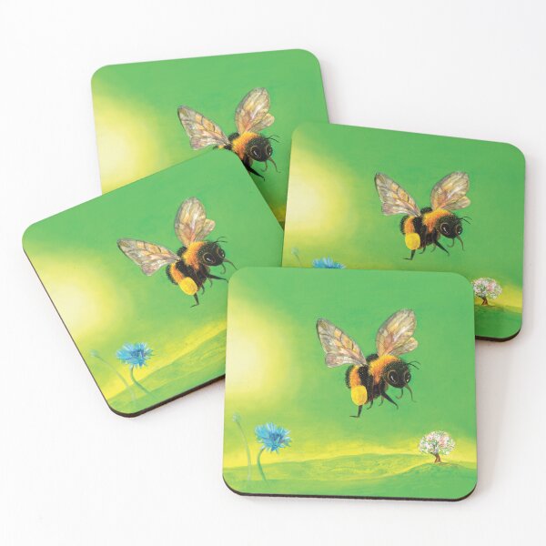 Item preview, Flying Bumble Bee Gathering Pollen Illustration  designed and sold by Julia Doria.