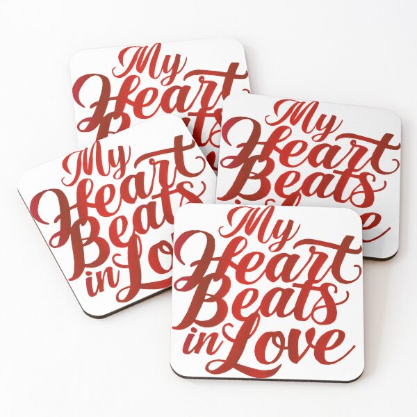 Item preview, A captivating typography design of "My Heart Beats in Love" in bold, cursive letters. The phrase is written in a flowing, romantic script, with each letter connected to the next.  designed and sold by artumbre.