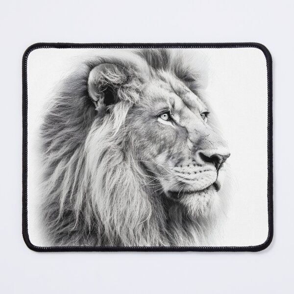 Item preview, Black and white lion pencil drawing designed and sold by Pencil-Art.
