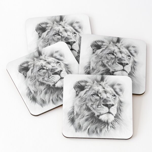 Item preview, Black and white lion pencil drawing designed and sold by Pencil-Art.