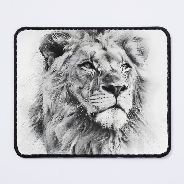 Item preview, Black and white lion pencil drawing designed and sold by Pencil-Art.