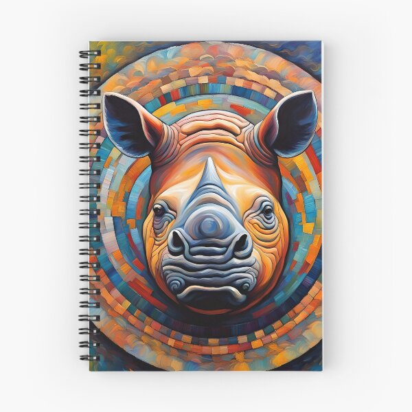 Item preview, rhino in concentric circles of blue and orange designed and sold by Conservation Art Emporium.