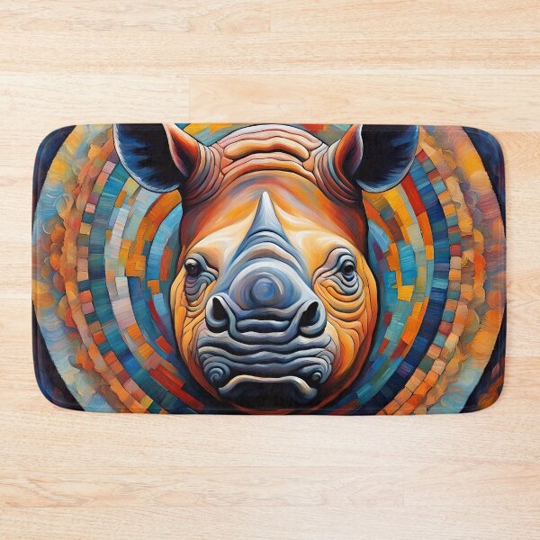Item preview, rhino in concentric circles of blue and orange designed and sold by Conservation Art Emporium.