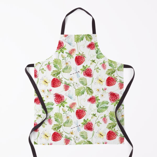 Item preview, Strawberries, Flowers, Butterflies, and Dragonflies Pattern Cute Berry Print designed and sold by Jenaxbelle.