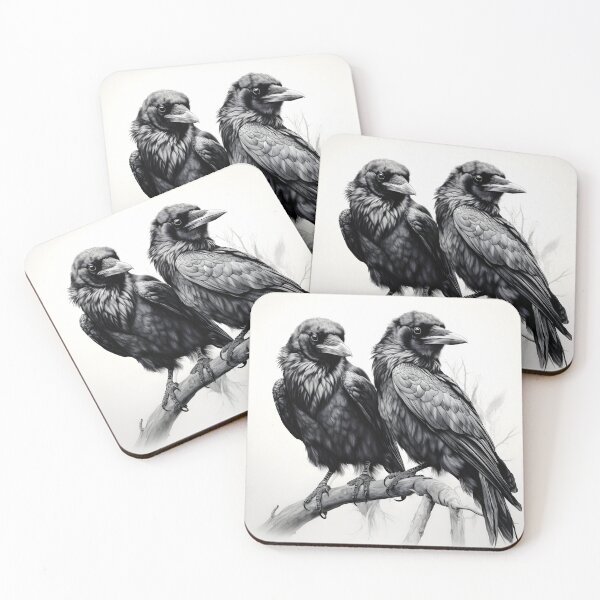 Item preview, Black and white Raven pencil drawing designed and sold by Pencil-Art.