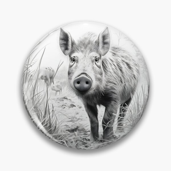Item preview, Black and white Wild boar pencil drawing designed and sold by Pencil-Art.