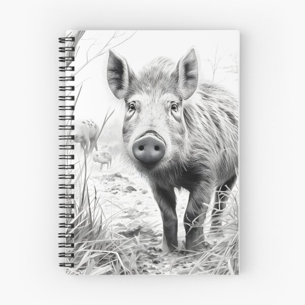 Item preview, Black and white Wild boar pencil drawing designed and sold by Pencil-Art.