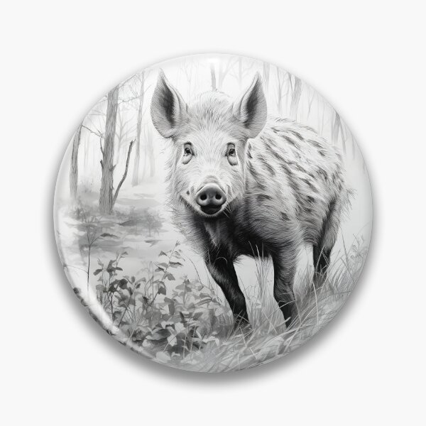Item preview, Black and white Wild boar pencil drawing designed and sold by Pencil-Art.