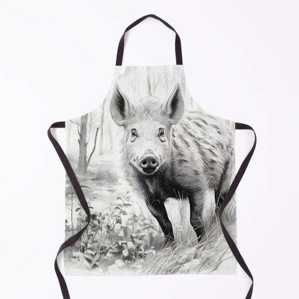 Item preview, Black and white Wild boar pencil drawing designed and sold by Pencil-Art.