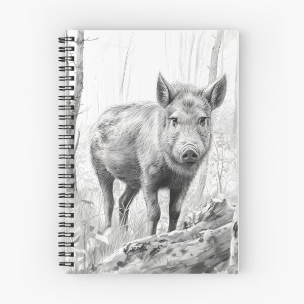 Item preview, Black and white Wild boar pencil drawing designed and sold by Pencil-Art.