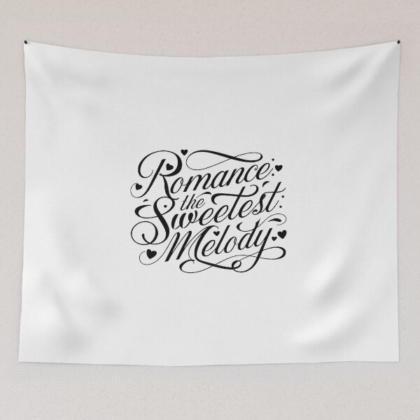 Item preview, A captivating typography design of the phrase "Romance: The Sweetest Melody" in an elegant and cursive script.  designed and sold by artumbre.