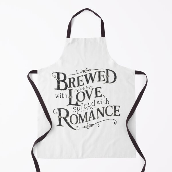 Item preview, An exquisite typography design featuring the phrase "Brewed with Love, Spiced with Romance." designed and sold by artumbre.
