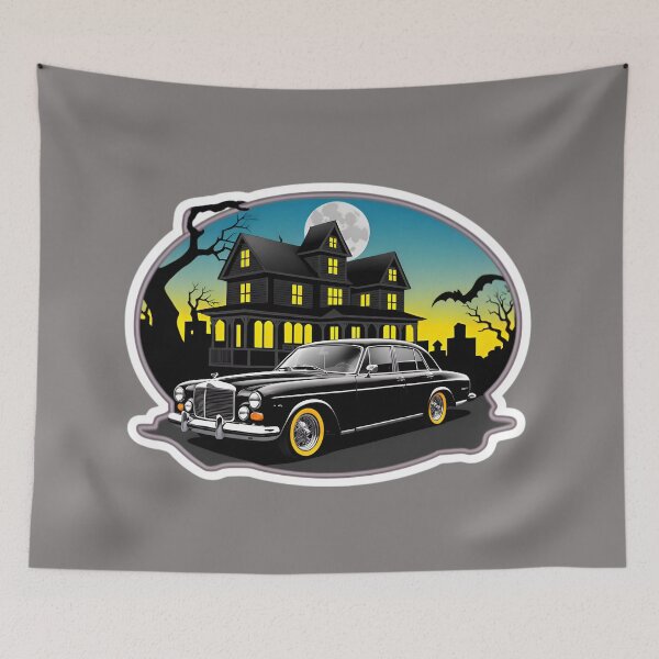 Item preview, Vintage Classic Car With A Haunted House designed and sold by TheArtOfPat.