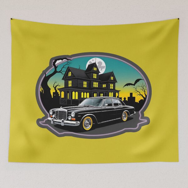 Item preview, Vintage Classic Car With A Haunted House designed and sold by TheArtOfPat.