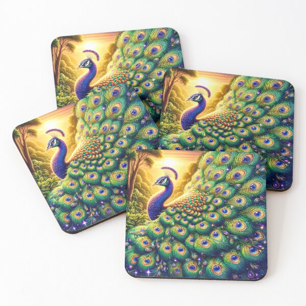 Item preview, Golden Hour Splendor: Peacocks Evening Display designed and sold by EmeraldeaArt.